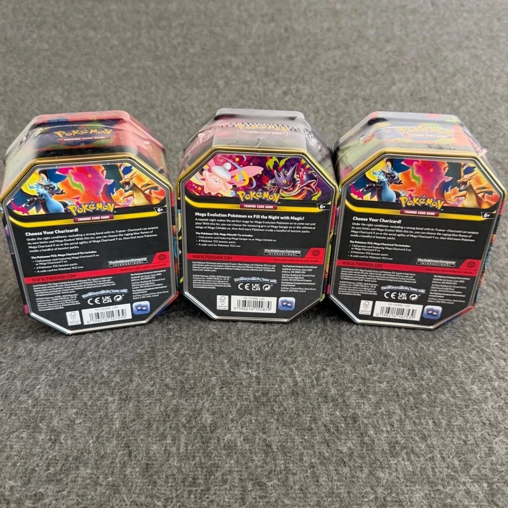Pokemon TCG Mega Evolution EX Tins Set Mega Charizard X Y Mega Gengar 3 Sealed